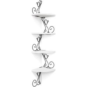 Floating Corner Wood Shelves,4 Tier Wall Mounted Rustic Storage Shelf,Cat Shaped